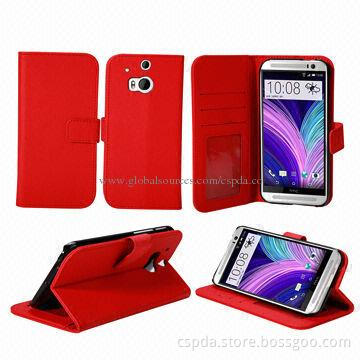 PU Wallet Stand Cases for HTC One 2, with Card Slots